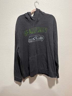 NFL Team Apparel Seattle Seahawks Graphic Pullover Hoodie Charcoal Grey Size 3XL